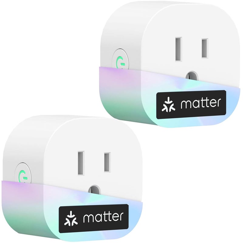 meross Matter Smart Plug Mini, Easy Setup, 100% Privacy, Compact Size, Support Apple Home, Alexa, Google Home with Schedule and Timer, App and Voice Control, Power Protection, 2.4G Wi-Fi Only (2 Pack) - Image 1